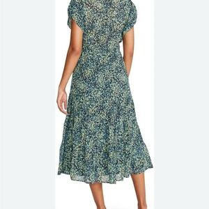 Steve Madden Green and White Ruffled Tiered Midi Dress